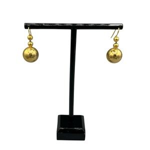 Vintage Estate Gold Tone Ball Drop Earrings Passed Magnet Test Unstamped